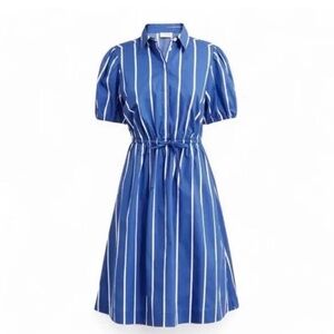 J. Crew Blue and White Striped Midi Dress